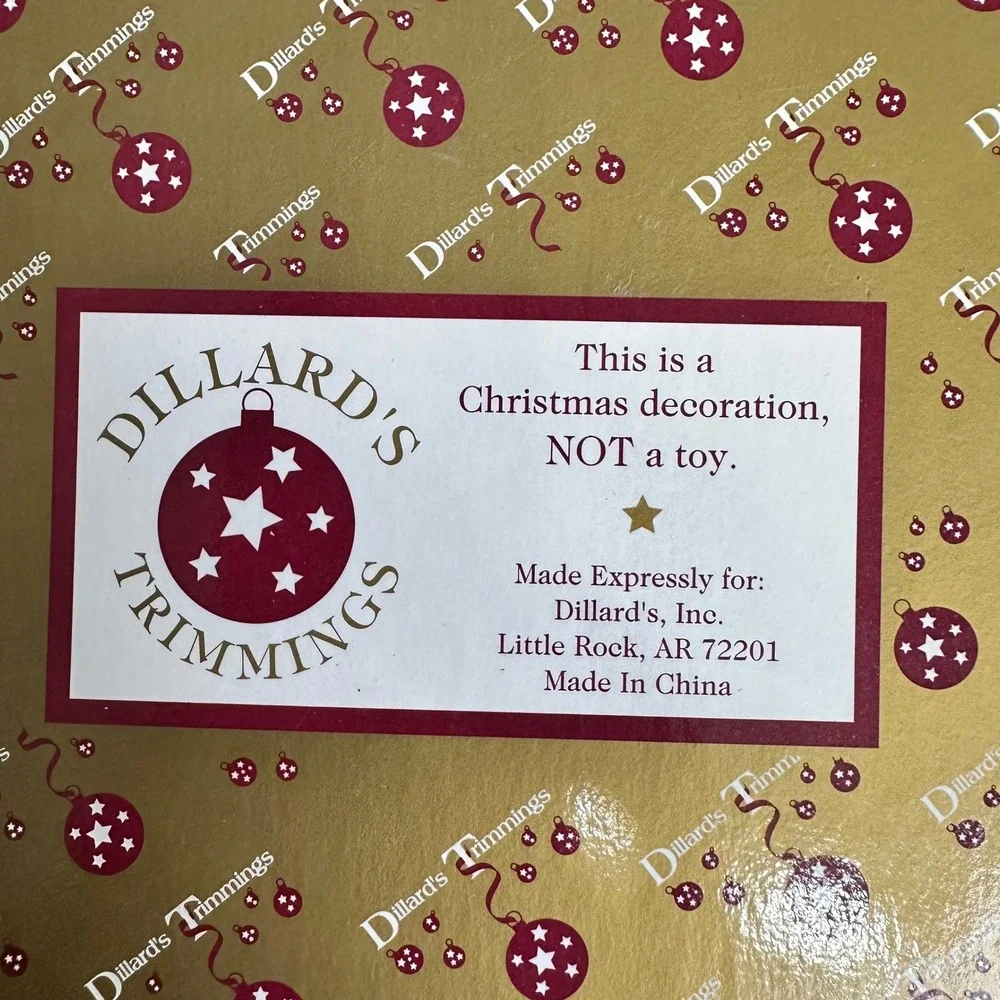 Vintage Dillards Trimmings Christmas‎ Tree Ornaments Red Gold Set of 3 in Box